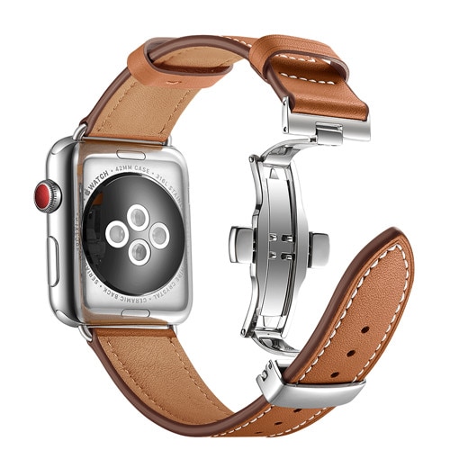Bracelet-boucle-cuir-véritable-d'italie,-pour-Apple-Watch-de-38mm-42mm-40/44mm-iWatch-série-6-SE-5-4-3-2,-Bracelet-à-fermoir-papillon Bracelet boucle cuir véritable d'italie, pour Apple Watch de 38mm 42mm 40/44mm iWatch série 6 SE 5 4 3 2, Bracelet à fermoir papillon
