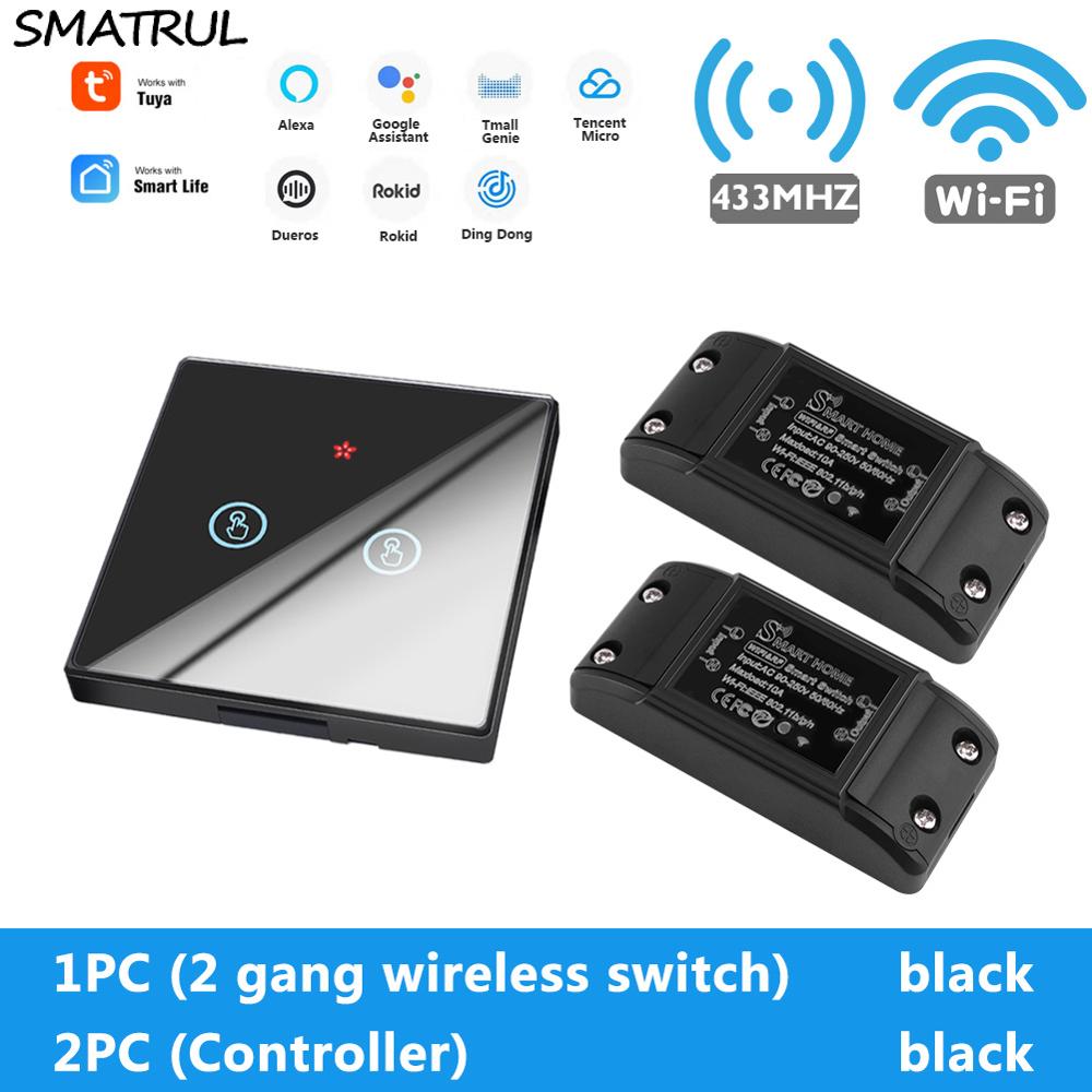 SMATRUL-Tuya-Smart-Home-APP-WiFi-interrupteur-tactile-lumière-RF-433Mhz-panneau-mural-bricolage-relais-Module-minuterie-Alexa-prise-lampe-110-220V SMATRUL Tuya Smart Home APP WiFi interrupteur tactile lumière RF 433Mhz panneau mural bricolage relais Module minuterie Alexa prise lampe 110-220V