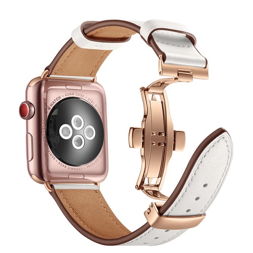 Bracelet-boucle-cuir-véritable-d'italie,-pour-Apple-Watch-de-38mm-42mm-40/44mm-iWatch-série-6-SE-5-4-3-2,-Bracelet-à-fermoir-papillon Bracelet boucle cuir véritable d'italie, pour Apple Watch de 38mm 42mm 40/44mm iWatch série 6 SE 5 4 3 2, Bracelet à fermoir papillon
