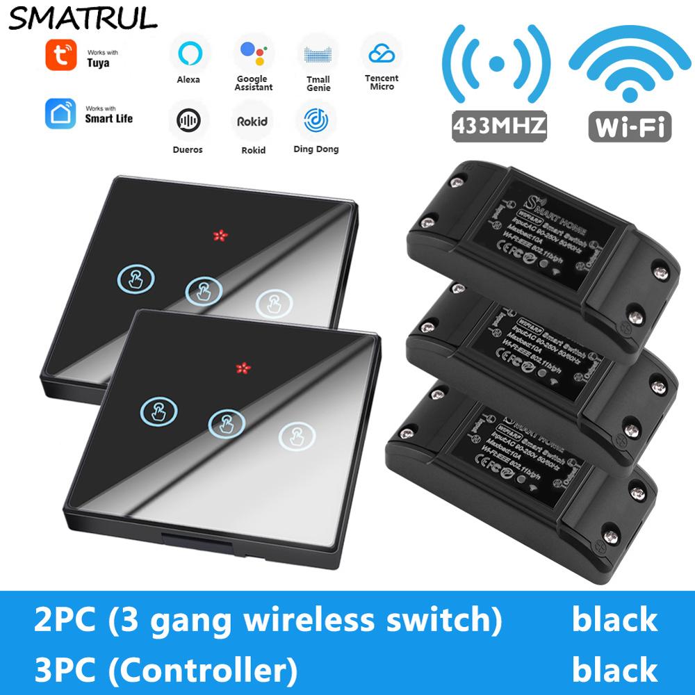 SMATRUL-Tuya-Smart-Home-APP-WiFi-interrupteur-tactile-lumière-RF-433Mhz-panneau-mural-bricolage-relais-Module-minuterie-Alexa-prise-lampe-110-220V SMATRUL Tuya Smart Home APP WiFi interrupteur tactile lumière RF 433Mhz panneau mural bricolage relais Module minuterie Alexa prise lampe 110-220V