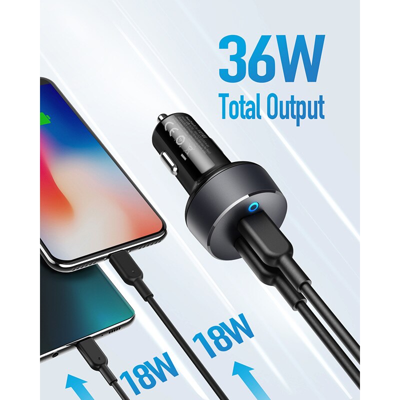 Anker-USB-C-chargeur-de-voiture,-36W-2-ports-PowerIQ-3.0-Type-C-adaptateur-de-voiture,-PowerDrive-III-Duo-avec-alimentation-pour-iPhone-et-plus Anker USB C chargeur de voiture, 36W 2 ports PowerIQ 3.0 Type C adaptateur de voiture, PowerDrive III Duo avec alimentation pour iPhone et plus