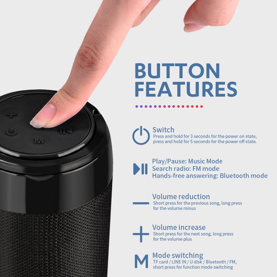 TG113C-Colonne-Portable-Bluetooth-Mini-Haut-Parleur-avec-Radio-FM-TF-Carte-Câble-Sans-Fil-Loundpeakers-&-Support-Pour-Téléphone-9-couleurs TG113C Colonne Portable Bluetooth Mini Haut-Parleur avec Radio FM TF Carte Câble Sans Fil Loundpeakers & Support Pour Téléphone 9 couleurs