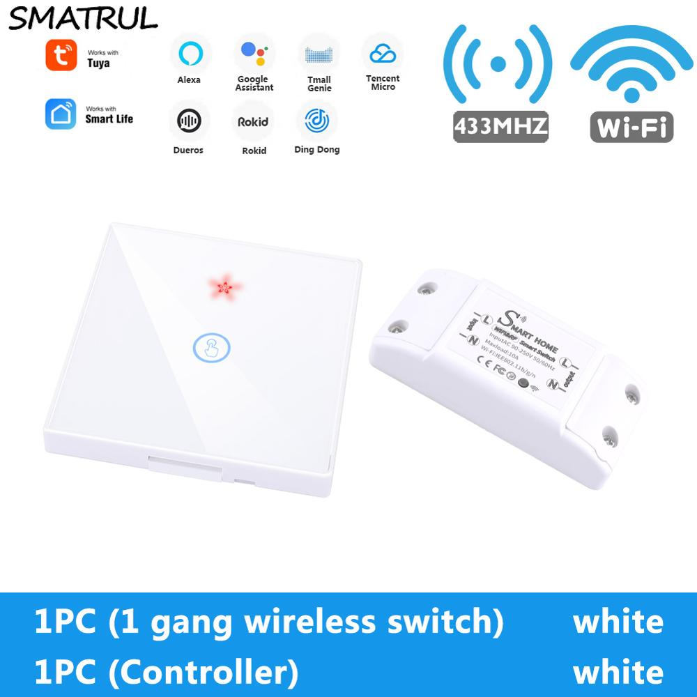 SMATRUL-Tuya-Smart-Home-APP-WiFi-interrupteur-tactile-lumière-RF-433Mhz-panneau-mural-bricolage-relais-Module-minuterie-Alexa-prise-lampe-110-220V SMATRUL Tuya Smart Home APP WiFi interrupteur tactile lumière RF 433Mhz panneau mural bricolage relais Module minuterie Alexa prise lampe 110-220V