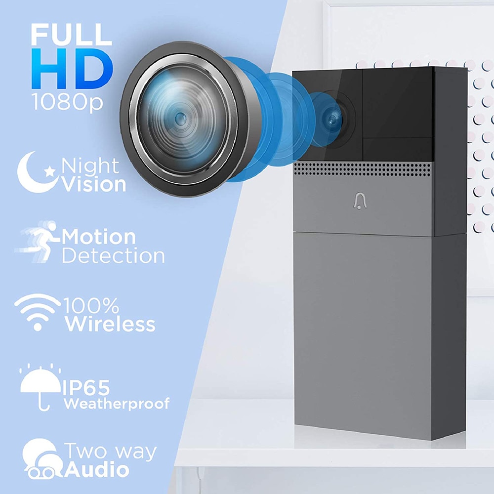 1080P-HD-WIFI-sonnette-intelligente-sans-fil-vidéo-sonnette-interphone-étanche-sécurité-extérieure-téléphone-caméra-maison-moniteur-PIR-Vision 1080P HD WIFI sonnette intelligente sans fil vidéo sonnette interphone étanche sécurité extérieure téléphone caméra maison moniteur PIR Vision