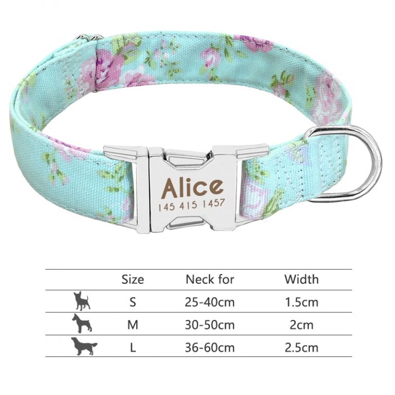 Collier Chien Personnalisé Avec Gravure - Nylon Réfléchissant, Plaque Métal Nom/téléphone, Tailles XS à XL
