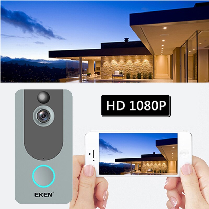 EKEN-sonnette-de-porte-connectée-V7,-wi-fi-IP-1080P,-sécurité-sans-fil,-détection-de-mouvement-FIR,-alarme,-stockage-Cloud EKEN-sonnette de porte connectée V7, wi-fi IP 1080P, sécurité sans fil, détection de mouvement FIR, alarme, stockage Cloud