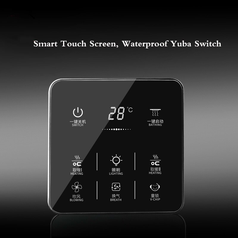 Interrupteur-tactile-intelligent-Yuba,-multifonction-6-en-1,-menu-en-anglais,-étanche-universel,-6-bandes,-salle-de-bains,-86x86mm Interrupteur tactile intelligent Yuba, multifonction 6 en 1, menu en anglais, étanche universel, 6 bandes, salle de bains, 86x86mm
