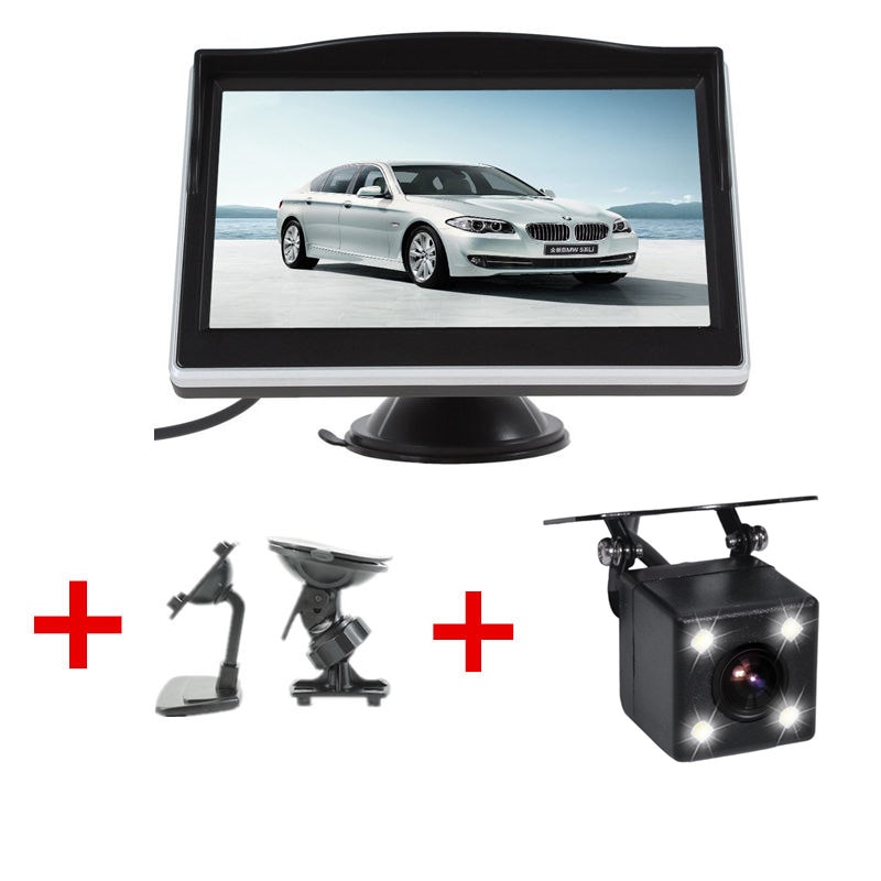 GSPSCN-Assistance-au-stationnement-pour-voiture,-moniteur-de-recul-pour-voiture-5-pouces,-caméra-de-sauvegarde-à-infrarouge,-gobelet-en-caoutchouc-+-support-LED GSPSCN-Assistance au stationnement pour voiture, moniteur de recul pour voiture 5 pouces, caméra de sauvegarde à infrarouge, gobelet en caoutchouc + support LED