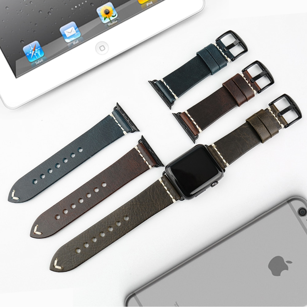 MAIKES bracelet en cuir ceinture pour Apple bracelet de montre 44mm ...