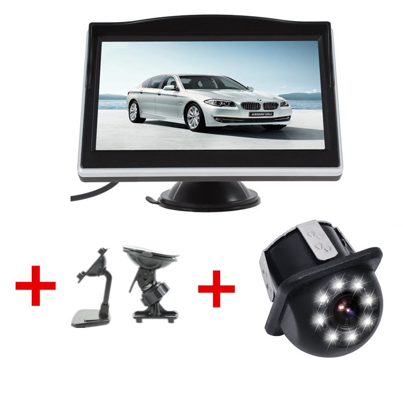 GSPSCN-Assistance-au-stationnement-pour-voiture,-moniteur-de-recul-pour-voiture-5-pouces,-caméra-de-sauvegarde-à-infrarouge,-gobelet-en-caoutchouc-+-support-LED GSPSCN-Assistance au stationnement pour voiture, moniteur de recul pour voiture 5 pouces, caméra de sauvegarde à infrarouge, gobelet en caoutchouc + support LED