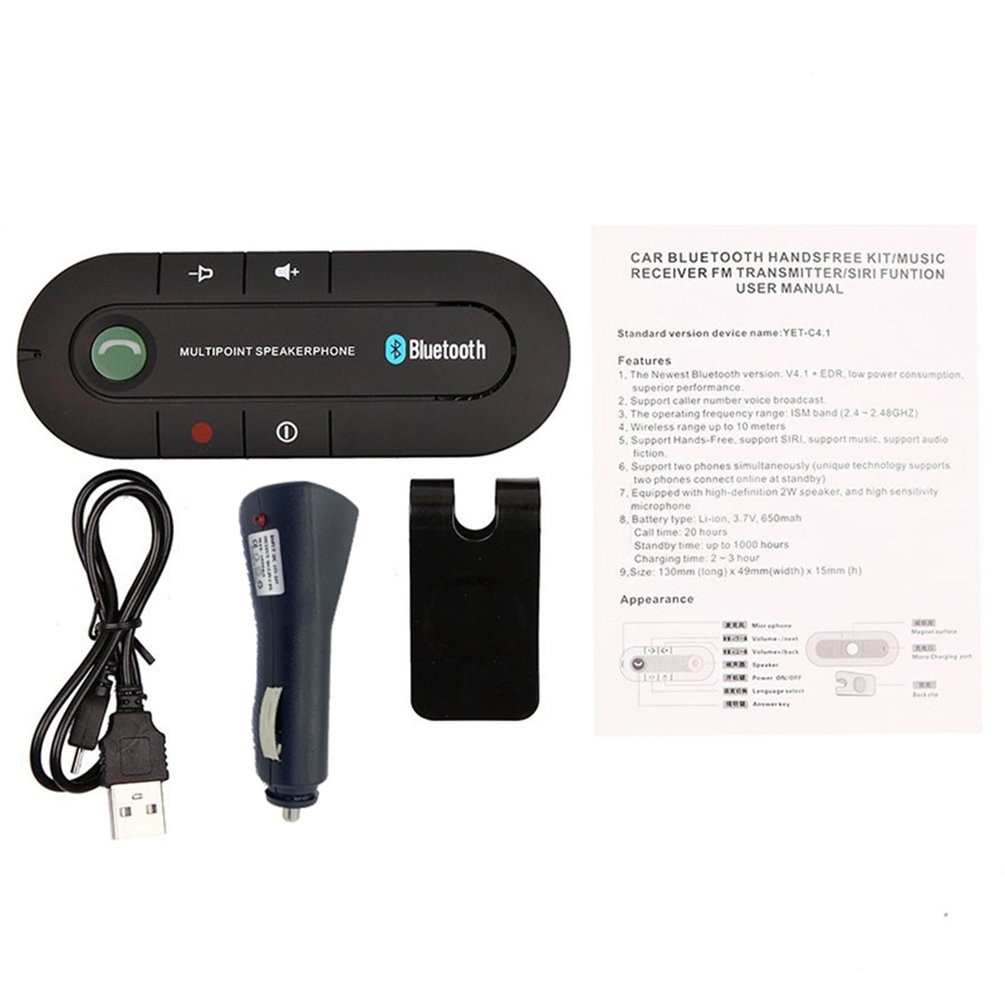 Haut-parleur-Multipoint-4.1-+-EDR-sans-fil-Bluetooth-Kit-mains-libres-voiture-lecteur-de-musique-MP3-pour-IPhone-Android-livraison-directe-chaude Haut-parleur Multipoint 4.1 + EDR sans fil Bluetooth Kit mains libres voiture lecteur de musique MP3 pour IPhone Android livraison directe chaude