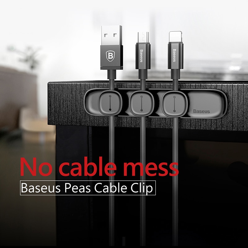 Clips De Câble Magnétiques - 6 Pièces Avec Bases Autocollantes - Pour Bureau, Table De Nuit, Voiture - Fixation Une Main