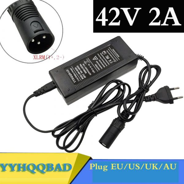 Chargeur 42V Pour Batterie Vélo électrique 36V – Connecteur XLR 3 Broches Rond