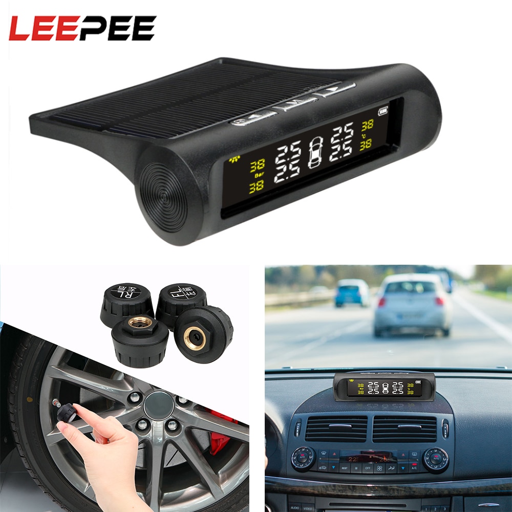 Tpms Système de surveillance de la pression des pneus pour voiture, tmps  Écran LCD Usb Alarme de sécurité automatique Pression des pneus Capteur  externe
