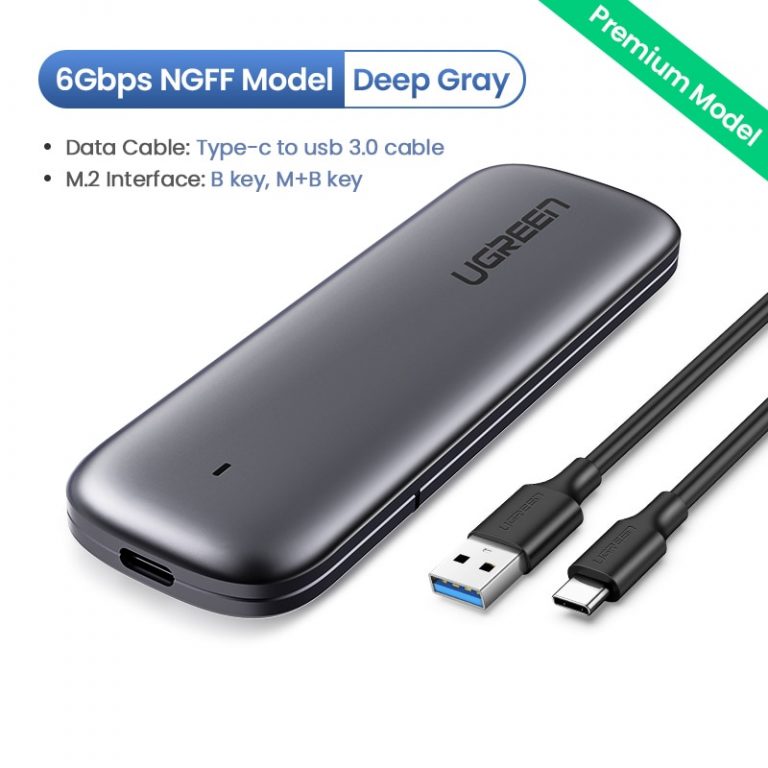UGREEN Boîtier Disque Dur Externe SATA M.2 NGFF B-Key Dual Baies Raid SSD 2230 2242 2260 2280 2To Max 6Gbps UASP en Aluminium, sans Outil