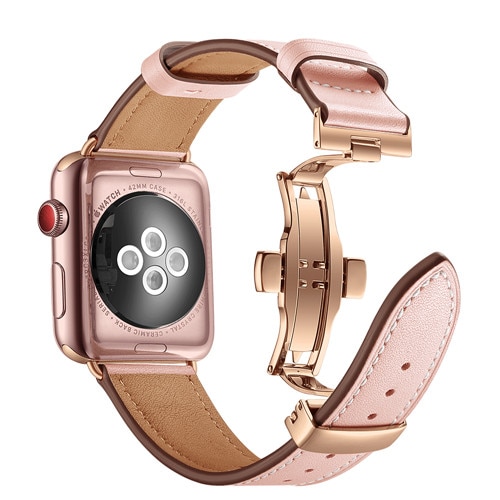 Bracelet-boucle-cuir-véritable-d'italie,-pour-Apple-Watch-de-38mm-42mm-40/44mm-iWatch-série-6-SE-5-4-3-2,-Bracelet-à-fermoir-papillon Bracelet boucle cuir véritable d'italie, pour Apple Watch de 38mm 42mm 40/44mm iWatch série 6 SE 5 4 3 2, Bracelet à fermoir papillon