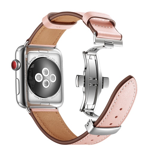 Bracelet-boucle-cuir-véritable-d'italie,-pour-Apple-Watch-de-38mm-42mm-40/44mm-iWatch-série-6-SE-5-4-3-2,-Bracelet-à-fermoir-papillon Bracelet boucle cuir véritable d'italie, pour Apple Watch de 38mm 42mm 40/44mm iWatch série 6 SE 5 4 3 2, Bracelet à fermoir papillon