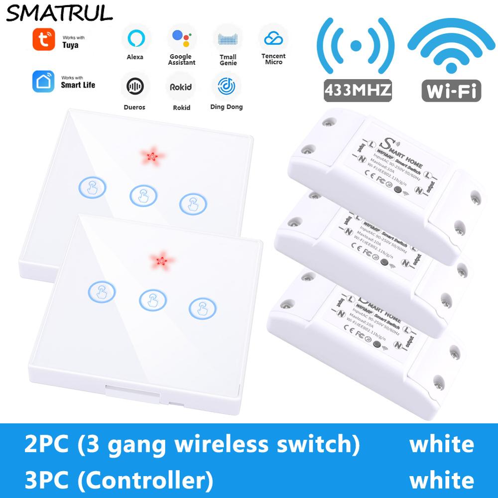 SMATRUL-Tuya-Smart-Home-APP-WiFi-interrupteur-tactile-lumière-RF-433Mhz-panneau-mural-bricolage-relais-Module-minuterie-Alexa-prise-lampe-110-220V SMATRUL Tuya Smart Home APP WiFi interrupteur tactile lumière RF 433Mhz panneau mural bricolage relais Module minuterie Alexa prise lampe 110-220V