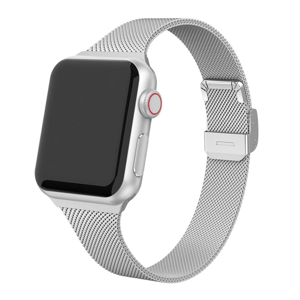 Bracelet-silm-pour-bracelet-de-montre-Apple-44mm-40mm-bracelet-iWatch-42mm/38mm-42-40-38-bracelet-en-acier-inoxydable-montre-Apple-série-5-4-3-44mm Bracelet silm pour bracelet de montre Apple 44mm 40mm bracelet iWatch 42mm/38mm 42 40 38 bracelet en acier inoxydable montre Apple série 5 4 3 44mm