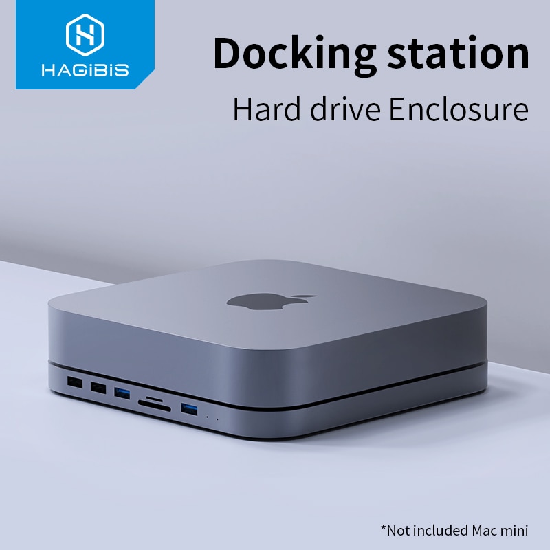 Hagibis-USB-C-Hub-avec-boîtier-de-disque-dur-SATA-pour-Mac-mini-USB-3.0-hub-pour-2020-nouveau-Mac-mini-M1-type-c-boîtier-SSD-lecteur-SD/TF Hagibis USB-C Hub avec boîtier de disque dur SATA pour Mac mini USB 3.0 hub pour 2020 nouveau Mac mini M1 type-c boîtier SSD lecteur SD/TF