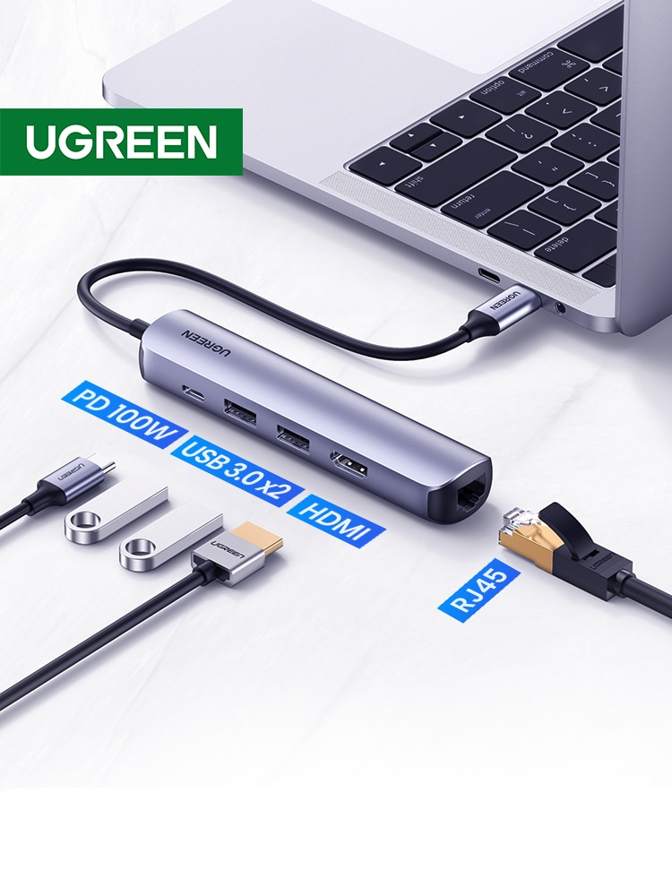 UGREEN-USB-C-Hub-Mini-taille-USB-Type-C-3.1-à-4K-HDMI-RJ45-PD-USB-3.0-OTG-adaptateur-USB-C-Dock-pour-MacBook-Air-Pro-2020-PC-USB-HUB UGREEN USB C Hub Mini taille USB Type C 3.1 à 4K HDMI RJ45 PD USB 3.0 OTG adaptateur USB C Dock pour MacBook Air Pro 2020 PC USB HUB
