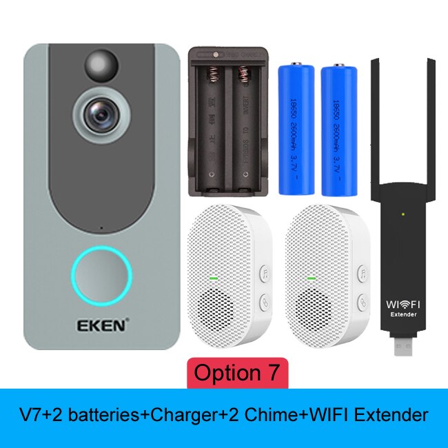 EKEN-sonnette-de-porte-connectée-V7,-wi-fi-IP-1080P,-sécurité-sans-fil,-détection-de-mouvement-FIR,-alarme,-stockage-Cloud EKEN-sonnette de porte connectée V7, wi-fi IP 1080P, sécurité sans fil, détection de mouvement FIR, alarme, stockage Cloud