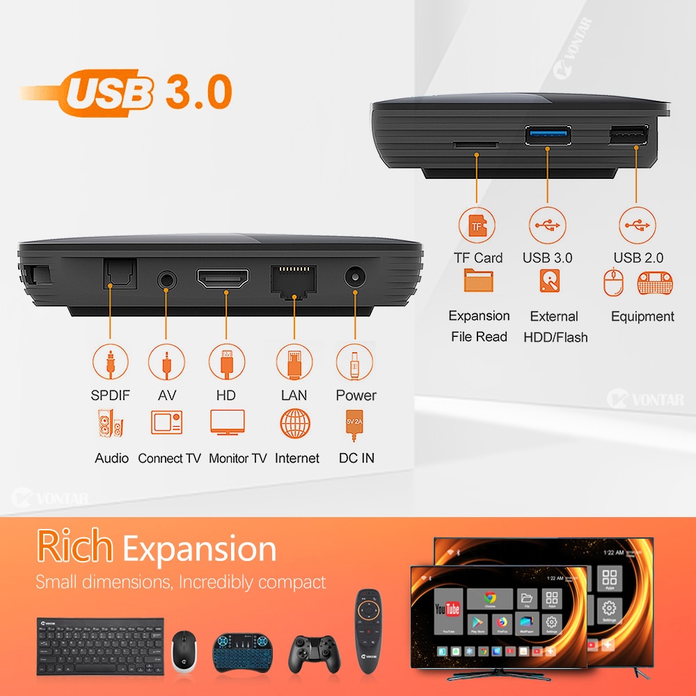 VONTAR-–-Boîtier-TV-connecté-X3,-Android-9.0,-4K/8K/1080p,-Wi-Fi,-décodeur,-4-Go-RAM,-32/64/128-Go,-Amlogic-S905X3,-2020 VONTAR – Boîtier TV connecté X3, Android 9.0, 4K/8K/1080p, Wi-Fi, décodeur, 4 Go RAM, 32/64/128 Go, Amlogic S905X3, 2020